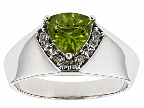 Green Peridot Rhodium Over Sterling Silver Men's Ring 1.78ctw - MJO056B ...