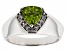 Green Peridot Rhodium Over Sterling Silver Men's Ring 1.78ctw
