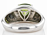 Green Peridot Rhodium Over Sterling Silver Men's Ring 1.78ctw