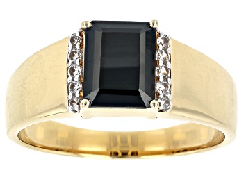 Picture of Black Spinel 18k Yellow Gold Over Sterling Silver Men's Ring 2.28ctw