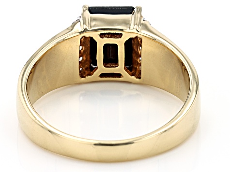 Black Spinel 18k Yellow Gold Over Sterling Silver Men's Ring 2.28ctw