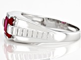 Red Lab Created Ruby Rhodium Over Sterling Silver Men's Ring 2.17ctw