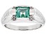Green Lab Created Spinel Rhodium Over Sterling Silver Men's Ring 1.85ctw