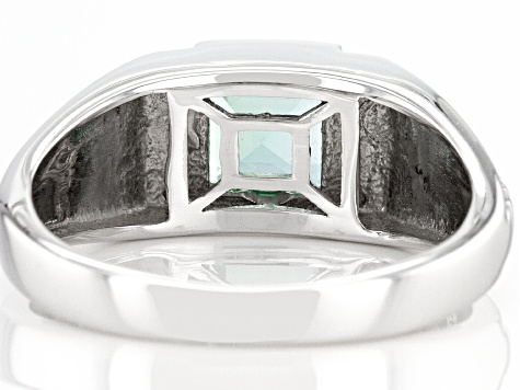 Green Lab Created Spinel Rhodium Over Sterling Silver Men's Ring 1.85ctw