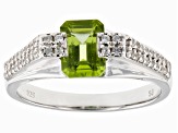 Green Peridot Rhodium Over Sterling Silver Men's Ring 1.92ctw