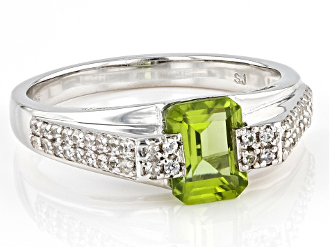Green Peridot Rhodium Over Sterling Silver Men's Ring 1.92ctw