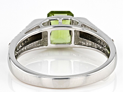 Green Peridot Rhodium Over Sterling Silver Men's Ring 1.92ctw