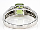 Green Peridot Rhodium Over Sterling Silver Men's Ring 1.92ctw