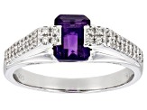Purple Amethyst Rhodium Over Sterling Silver Men's Ring 1.84ctw