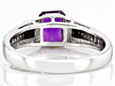 Purple Amethyst Rhodium Over Sterling Silver Men's Ring 1.84ctw