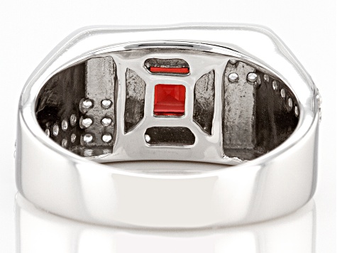 Red Garnet Rhodium Over Sterling Silver Men's Ring 1.26ctw