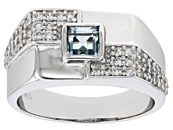 Picture of Sky Blue Topaz Rhodium Over Sterling Silver Men's Ring 1.35ctw