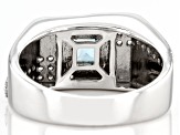 Sky Blue Topaz Rhodium Over Sterling Silver Men's Ring 1.35ctw