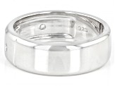 White Zircon Rhodium Over Sterling Silver Men's Band Ring 0.14ctw