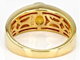 Orange Madeira Citrine 18k Yellow Gold Over Sterling Silver Men's Ring 1.13ctw