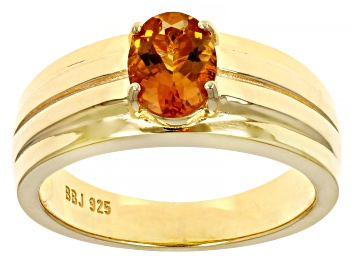 Picture of Orange Madeira Citrine 18k Yellow Gold Over Sterling Silver Men's Ring 0.93ct