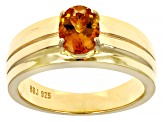 Orange Madeira Citrine 18k Yellow Gold Over Sterling Silver Men's Ring 0.93ct