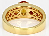 Orange Madeira Citrine 18k Yellow Gold Over Sterling Silver Men's Ring 0.93ct