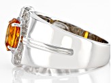 Orange Madeira Citrine Rhodium Over Sterling Silver Men's Ring