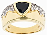 Black Spinel 18k Yellow Gold Over Sterling Silver Men's Ring 2.56ctw