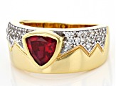 Red Lab Created Ruby 18k Yellow Gold Over Sterling Silver Men's Ring 2.52ctw
