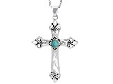 Blue Composite Turquoise Sterling Silver Men's Cross Pendant With Chain