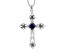 Blue Lapis Lazuli Sterling Silver Men's Cross Pendant With Chain