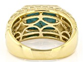 Blue Turquoise 18k Yellow Gold Over Sterling Silver Men's Ring