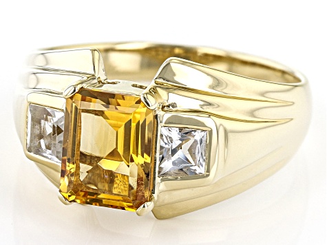 Yellow Citrine 18k Yellow Gold Over Sterling Silver Men's Ring 2.73ctw