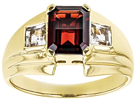 Red Garnet 18k Yellow Gold Over Sterling Silver Men's Ring 2.73ctw