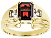 Red Garnet 18k Yellow Gold Over Sterling Silver Men's Ring 2.73ctw