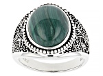 Green Malachite Sterling Silver Men's Tree of Life Ring