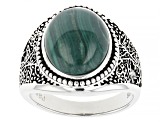 Green Malachite Sterling Silver Men's Tree of Life Ring