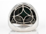 Green Malachite Sterling Silver Men's Tree of Life Ring