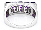 Purple African Amethyst Rhodium Over Sterling Silver 5-Stone Men's Ring 2.52ctw