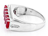 Red Lab Created Ruby Rhodium Over Sterling Silver 5-Stone Men's Ring 2.67ctw