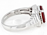 Red Lab Created Ruby Rhodium Over Sterling Silver Men's Ring 3.46ctw