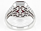 Red Lab Created Ruby Rhodium Over Sterling Silver Men's Ring 3.46ctw