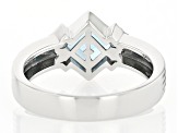 Swiss Blue Topaz Rhodium Over Sterling Silver Men's Ring 1.79ctw