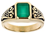 Green Onyx 18k Yellow Gold Over Sterling Silver Men's Ring