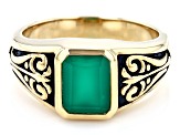 Green Onyx 18k Yellow Gold Over Sterling Silver Men's Ring