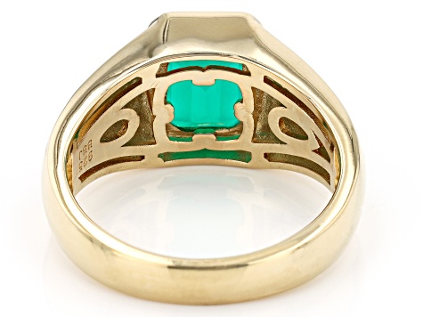 Green Onyx 18k Yellow Gold Over Sterling Silver Men's Ring