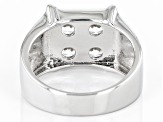 White Lab Created Sapphire Rhodium Over Sterling Silver Men's Ring 1.95ctw