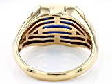 Blue Lab Created Spinel 18k Yellow Gold Over Sterling Silver Men's Ring 3.74ctw