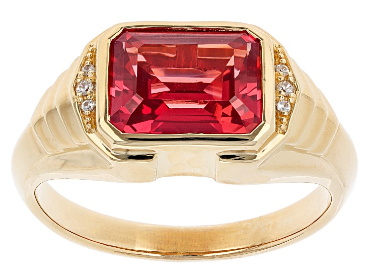 Orange Lab Created Padparadscha Sapphire 18k Yellow Gold