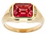 Orange Lab Created Padparadscha Sapphire 18k Yellow Gold Over Sterling Silver Men's Ring 5.57ctw