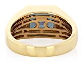 Multi-Color Quartz 18k Yellow Gold Over Sterling Silver Men's Ring 4.19ctw