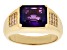 Purple African Amethyst 18k Yellow Gold Over Sterling Silver Men's Ring
