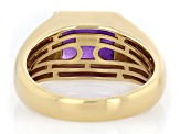 Purple African Amethyst 18k Yellow Gold Over Sterling Silver Men's Ring