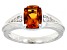 Orange Madeira Citrine Rhodium Over Sterling Silver Men's Ring 1.62ctw